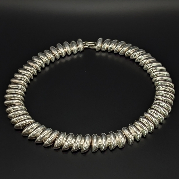 RETRO Silver Toned Collar Link Necklace - Picture 4 of 9